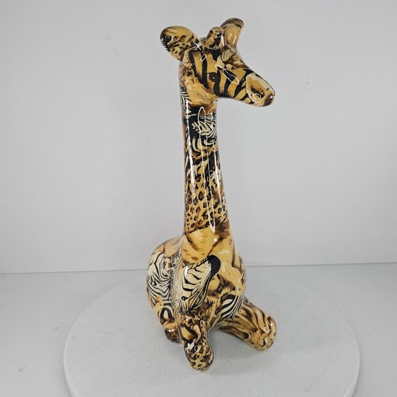 La Vie Safari Patchwork Glazed Giraffe Statue Figurine 10.75" Tall - Picture 3 of 7